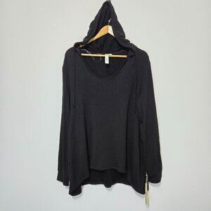 NWT Green Tea Womens Black Hooded Tunic Top Sz XXL Stretch Comfort Leisure Soft